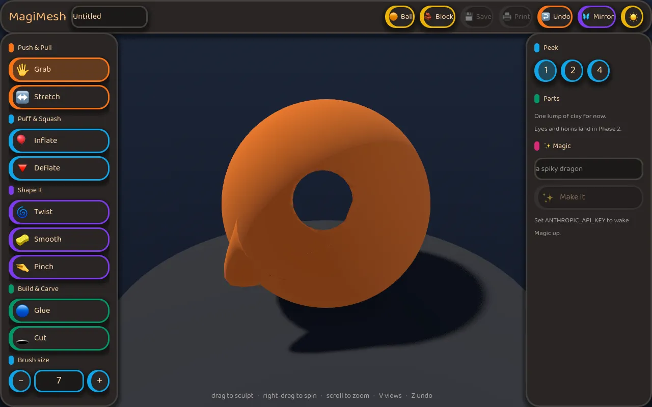 A sculpted and cut clay shape in MagiMesh